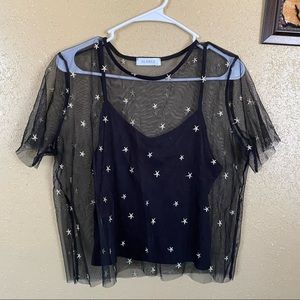 Glance star and mesh shirt
